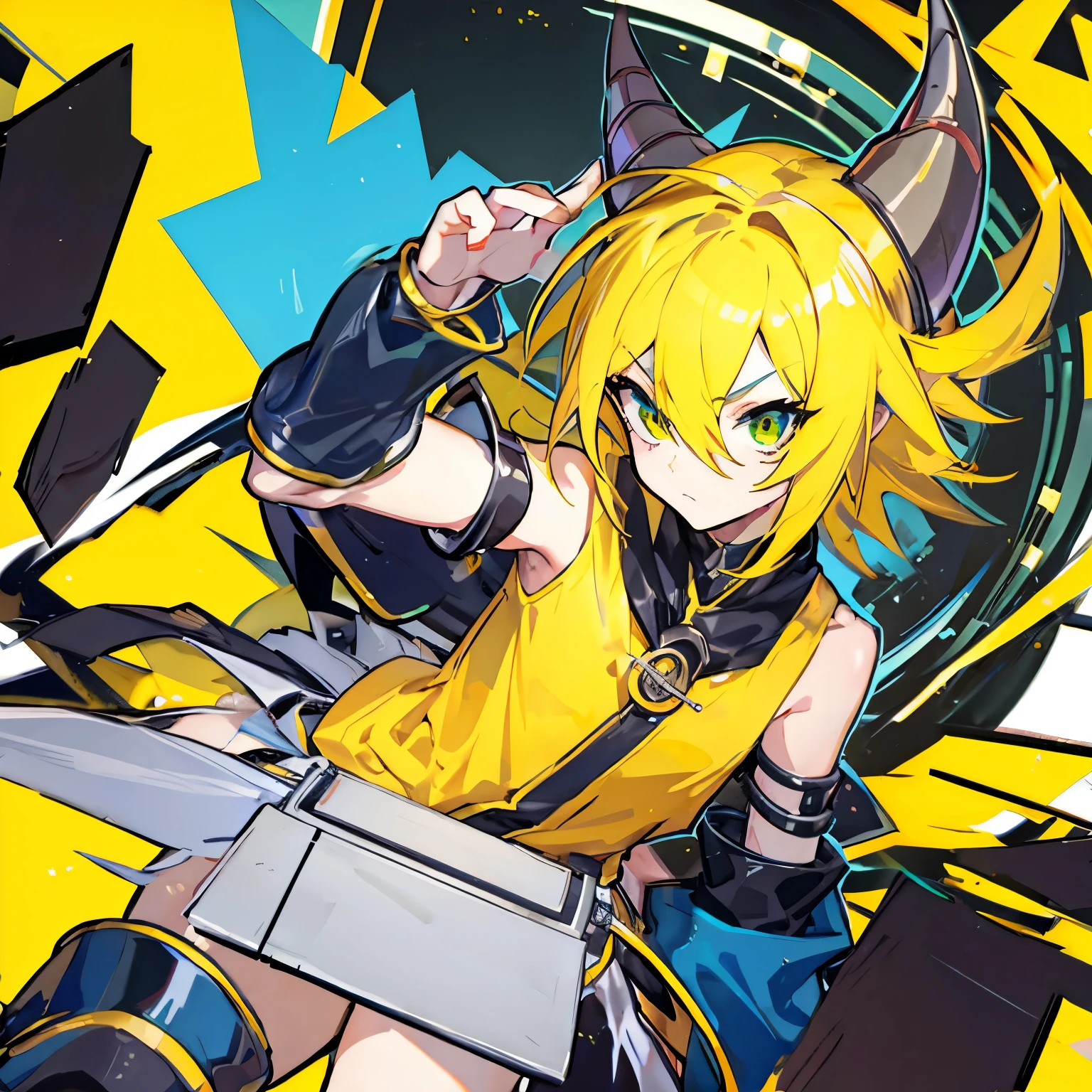 2D boy with yellow hair and horns