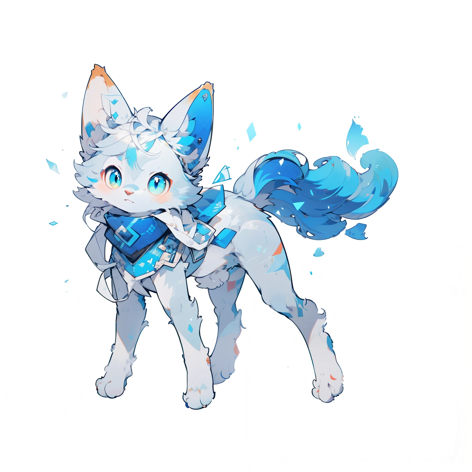 ultra de blue cloud tail ed fur, (whole body:1.1), perfect lighting, light particles, (masterpiece), (ultra de oba ed), sharp focus, light particles, （long hair）, silver hair,alone,, hairy, animal ear hair,Close-up of a cartoon cat, Ferson!!!!, wolf Ferson, Ferson art, Ferson commission, whole body可采用, Available roles, Ethereal Fox, Ferson furry art commission, Holo is a wolf girl, female Ferson, furaffinity Ferson, furry Ferson, Anthropomorphic wolf