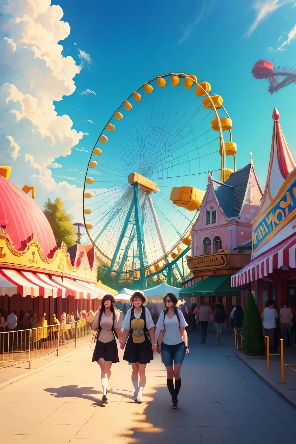 walk in an amusement park