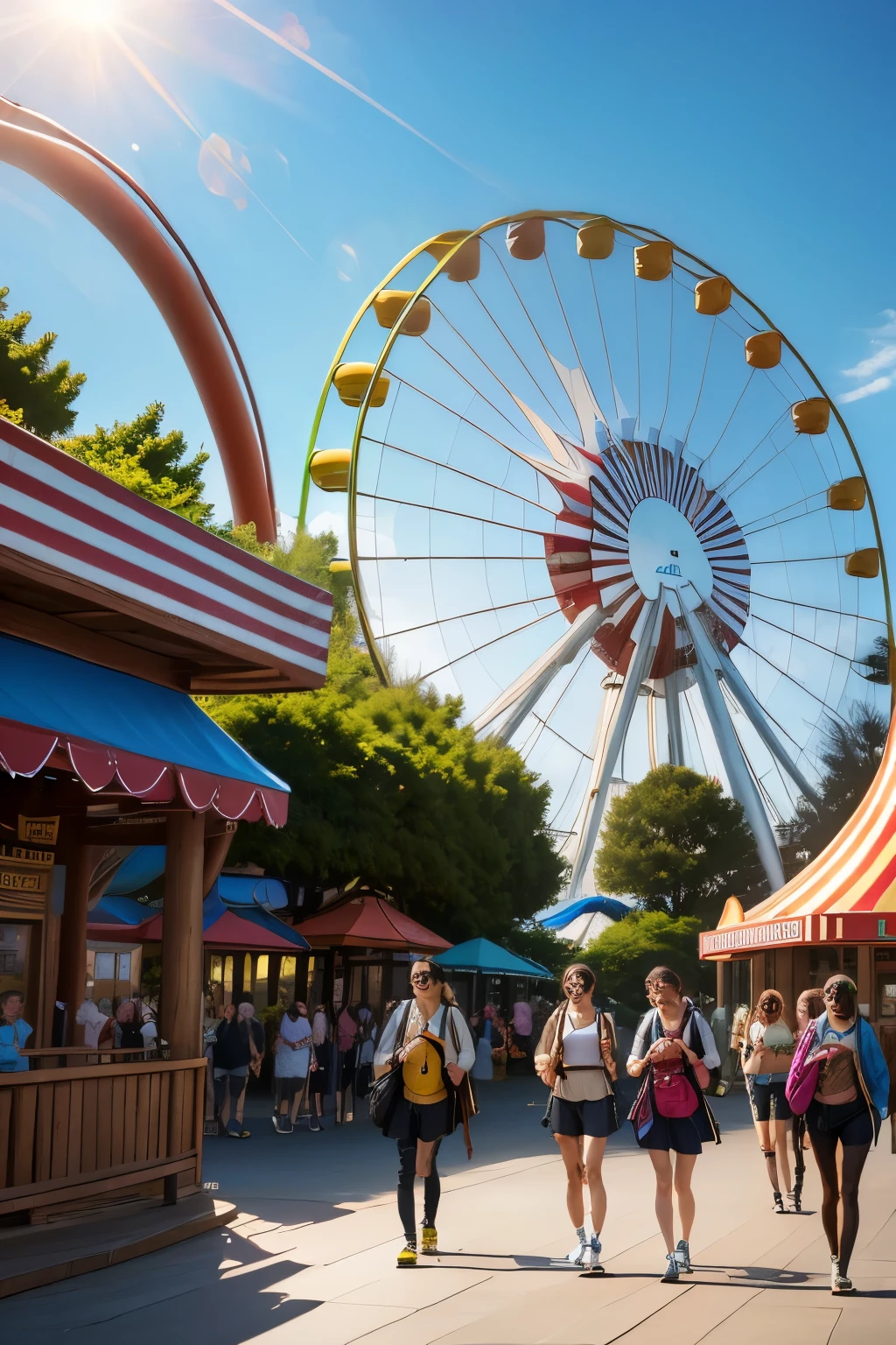 walk in an amusement park