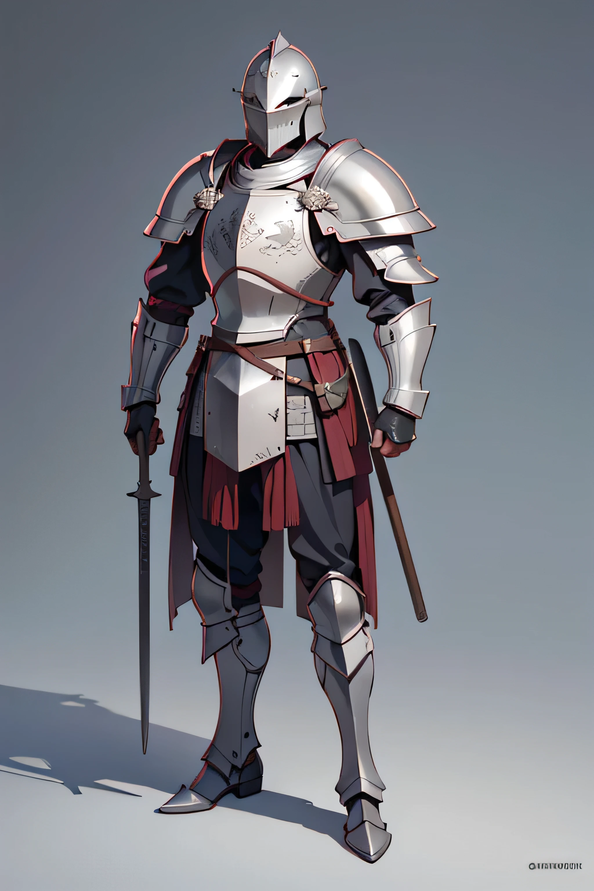 warrior, ((realistic)), ((detalised)), ((high quality)), full body armor, closed helmet, Middle Ages, knights helmet, simple helmet