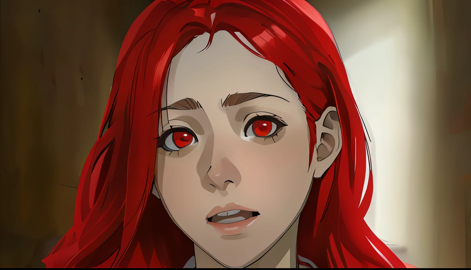 cute 16 year old girl with red hair speaks mockingly with irony