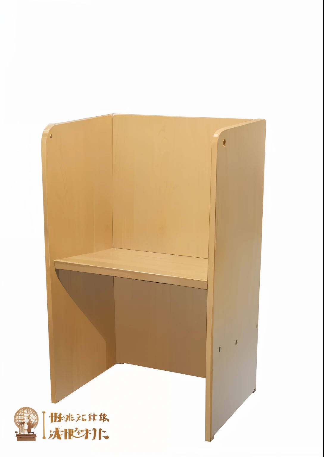 there is a wooden bench with a shelf on it, wooden chair, medium full shot, Witness Stand, chair for one person, awooden, Lacquered oak reception desk, The entire subject in the photo, wide full shot, machine, his, Professionally assembled, deep, in a medium full shot, upright, wooden, straight to portrait, product photo, perfect perspective