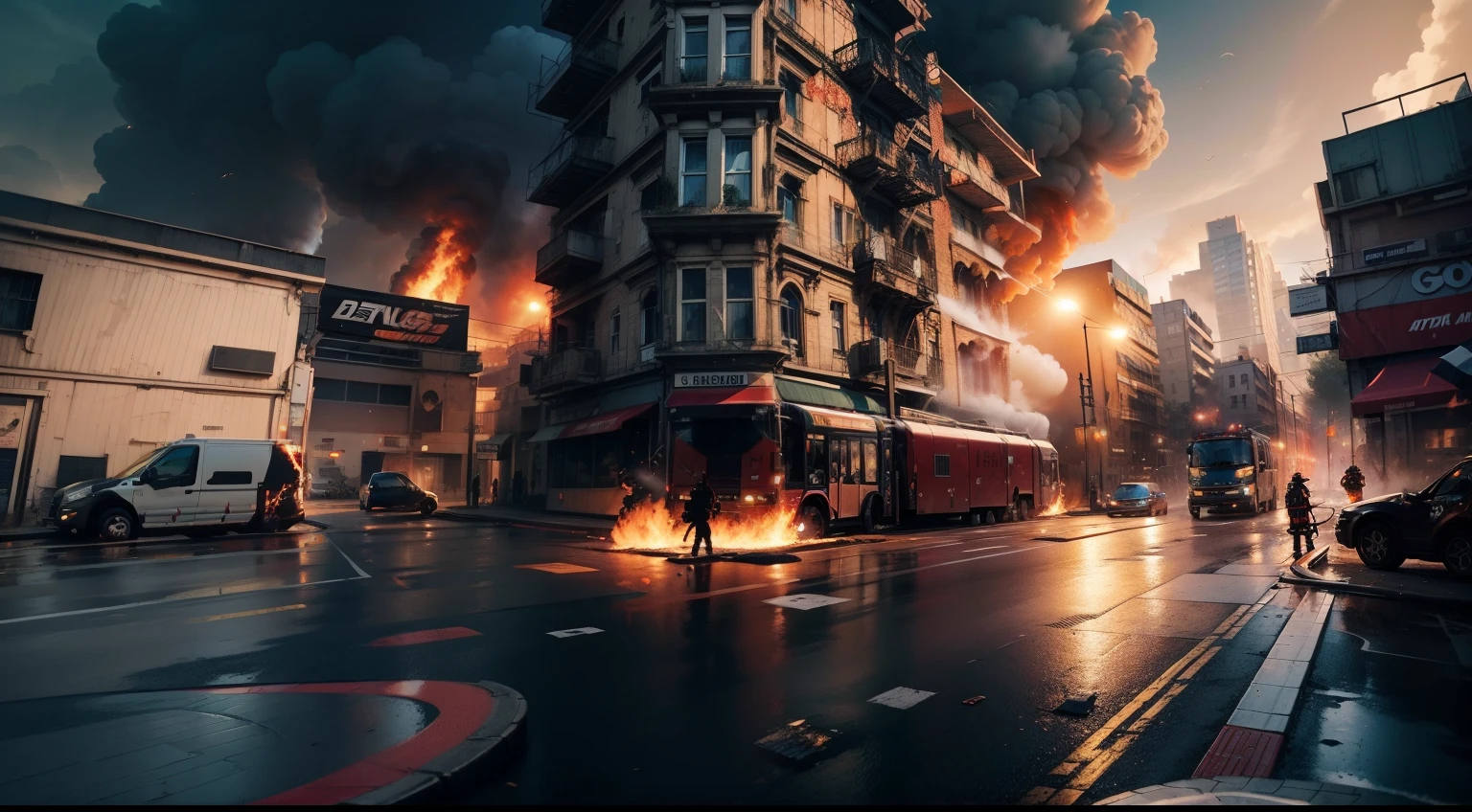 create as realistically as possible on fire in smoke with graffiti with the word Battle teams 2