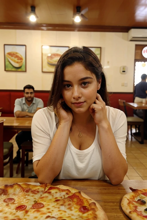 uma pizza, deliciosa, grande, em um restaurante, rel, realista, 8k, fotografia