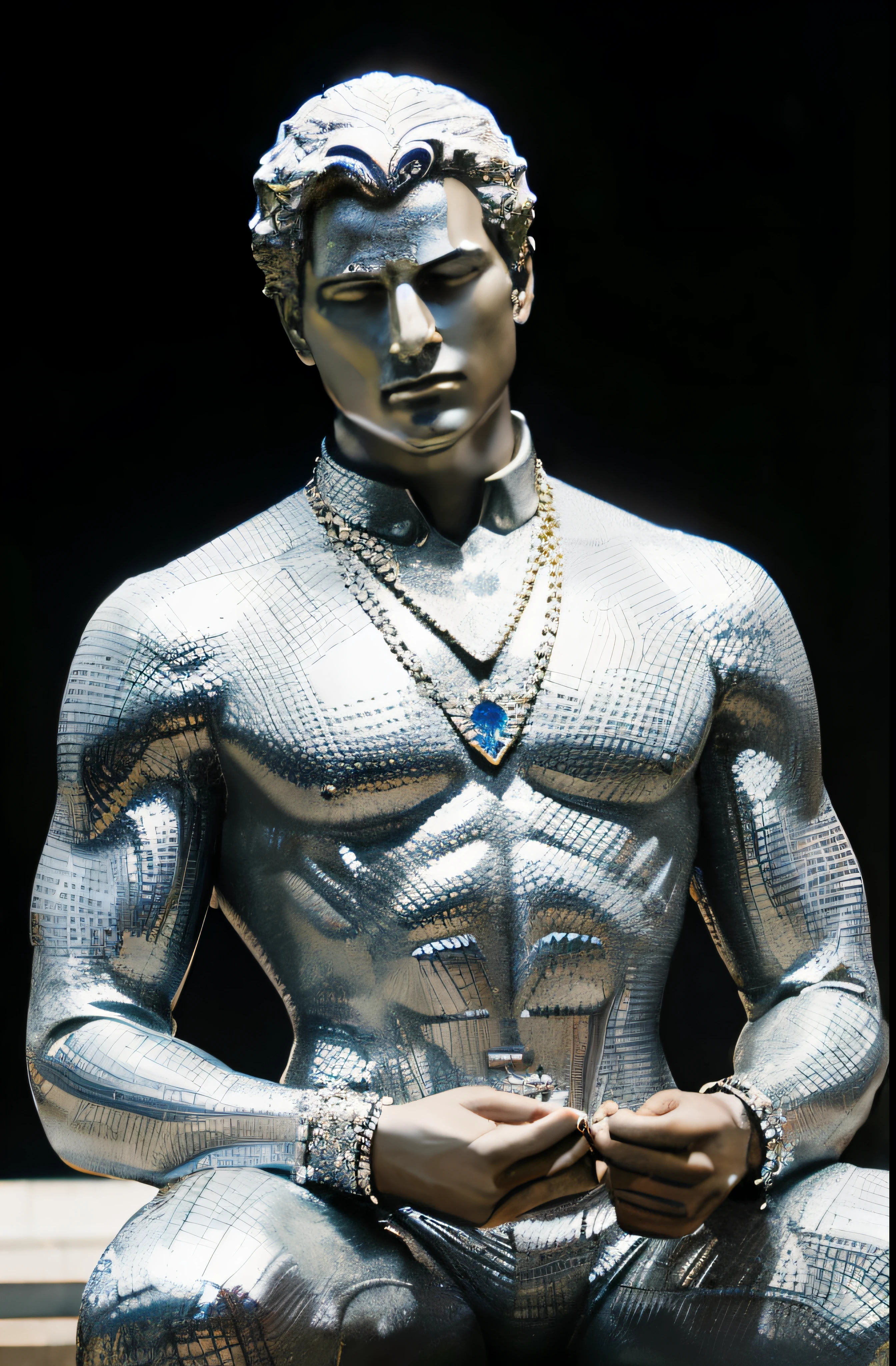 man statue made out of diamond 