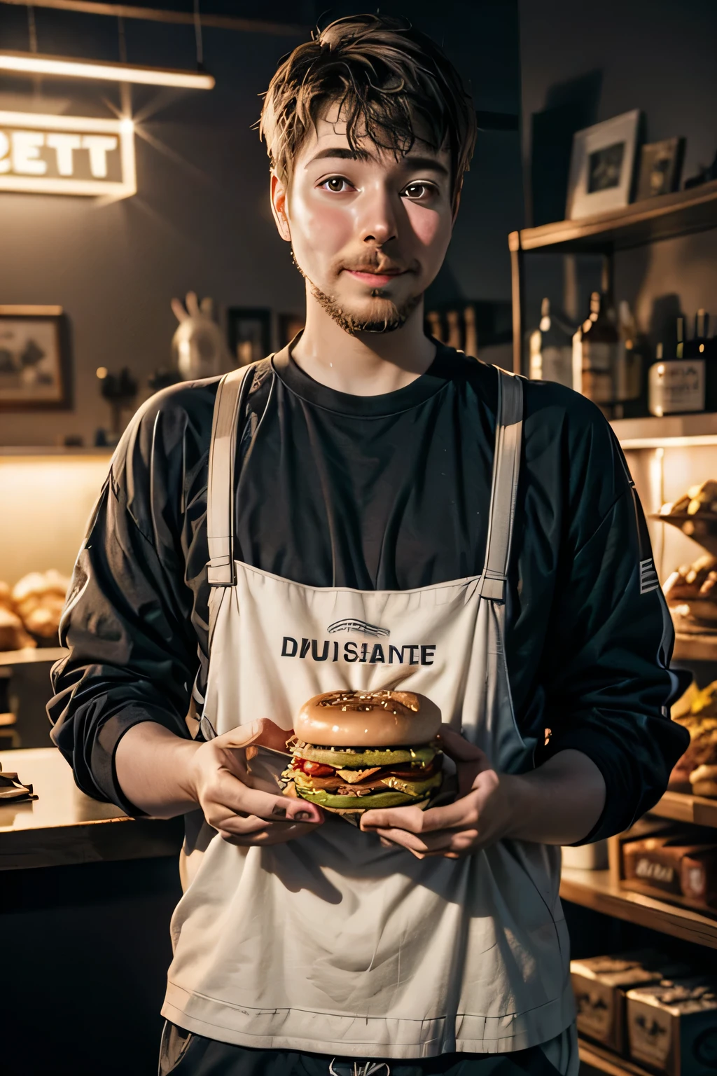 Jimmy buying burger from shop realistic image HD
