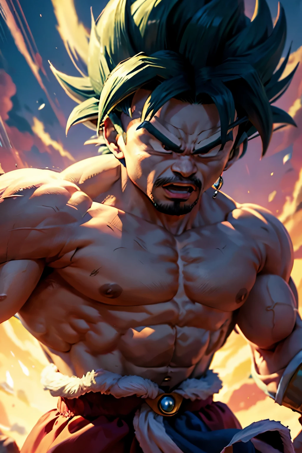 pacquiao, broly,angry,super saiyan ,colored, detailing, 8k resolution,