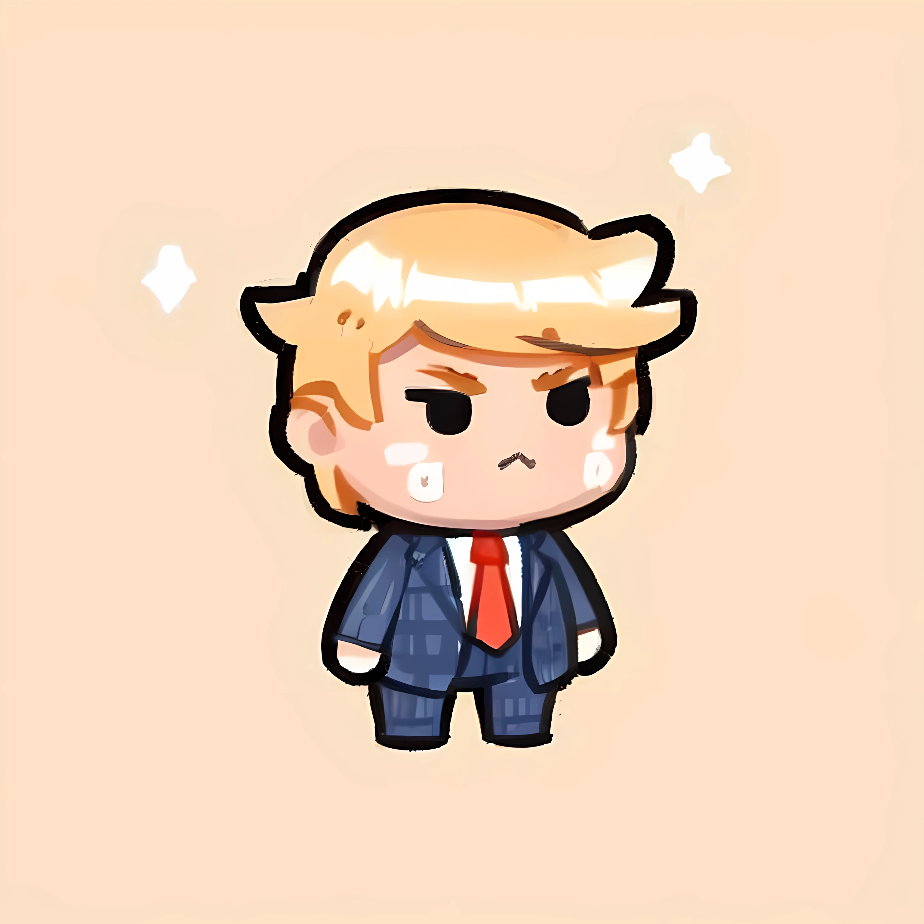 emote, simple background, chibi trump, 