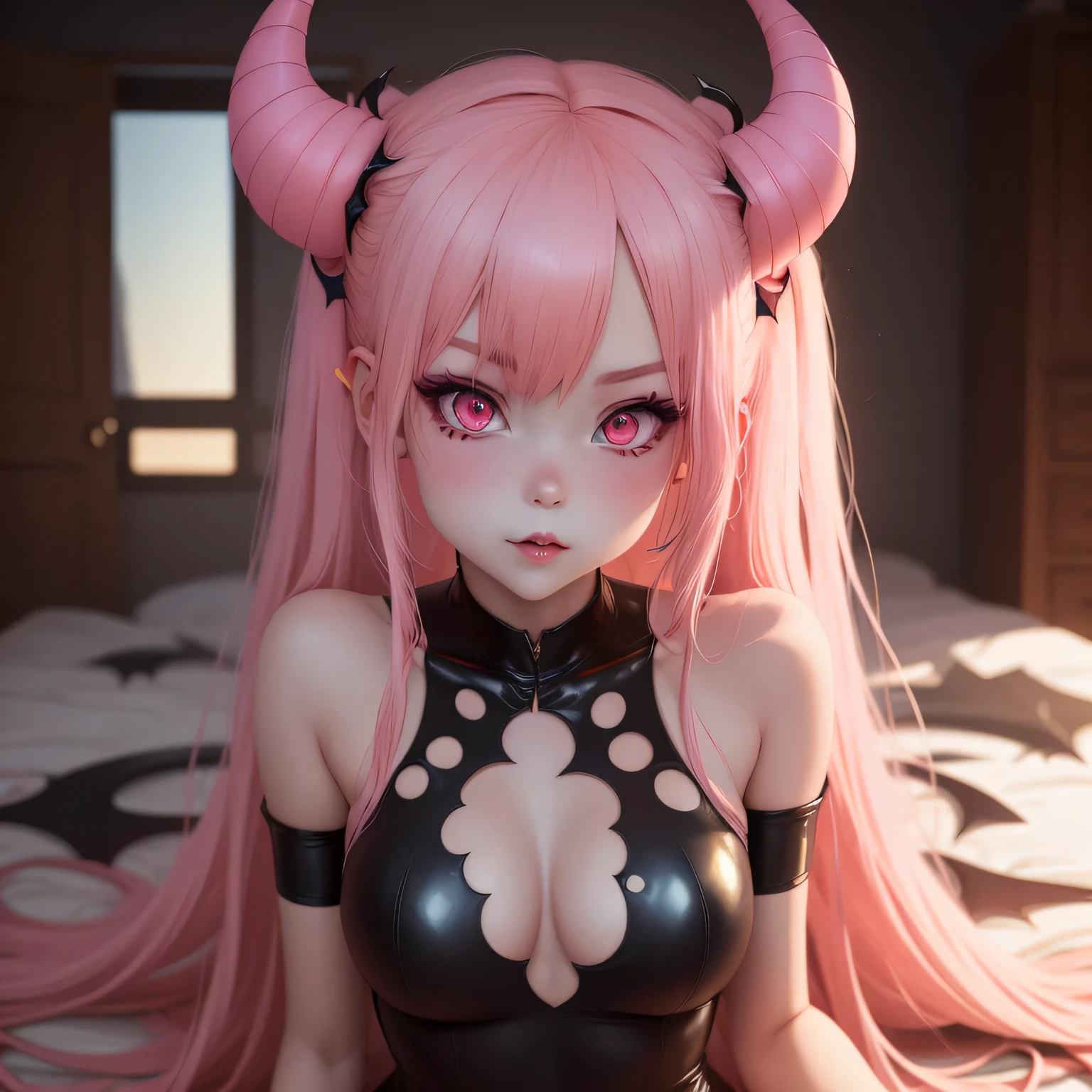 {-erro_de_anatomia:1.0} 1 girl, Anime girl with horns and light pink leotard swimsuit, crawling on the floor, long blonde hair, demon anime girl, Succubus in tight short light pink dress, Cute Succubus, Demon girl, Succubus in sun dress portrait, succubus, portrait of a female demon, demon mika kurai, demon girl portrait, succubus | contemporary, Portrait of a demon, vampire girl