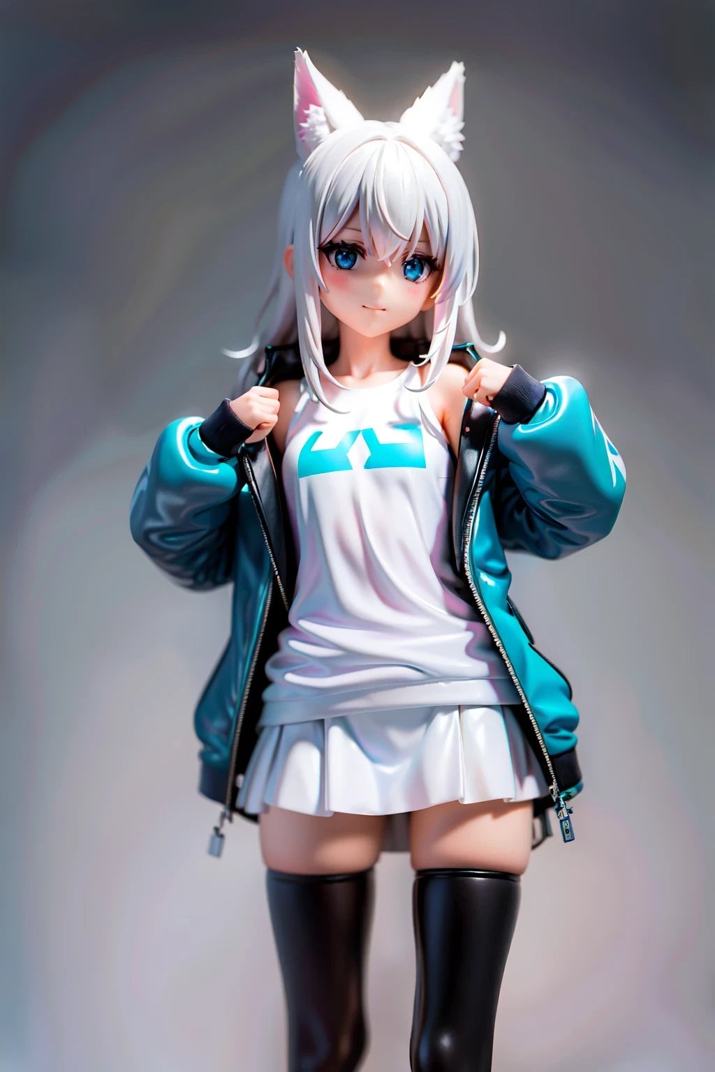 Ya Ott, 1 girl, alone, Krista Renz, Smile, hair between eyes, blue eyes, blonde hair, Jacket, Medium long hair,