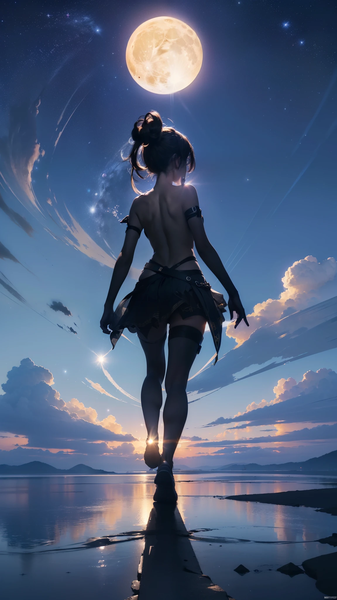 Real、high resolution、8K,Strike Freedom、universe space、The body is facing forward、Standing Upright、(Light effect background)、