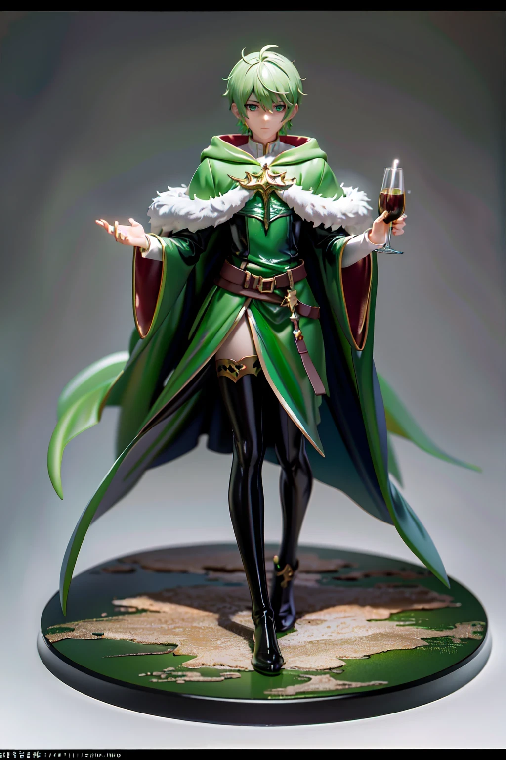 Anime style image of a man wearing a green cloak and a green cloak, casimir art, beautiful androgynous prince, Handsome guy in the art of slaying demons, Photo of a male clergyman, Official character illustrations, Exquisite androgynous prince, Inspired by kris from deltarrune, official art, official character art, dress like a priest