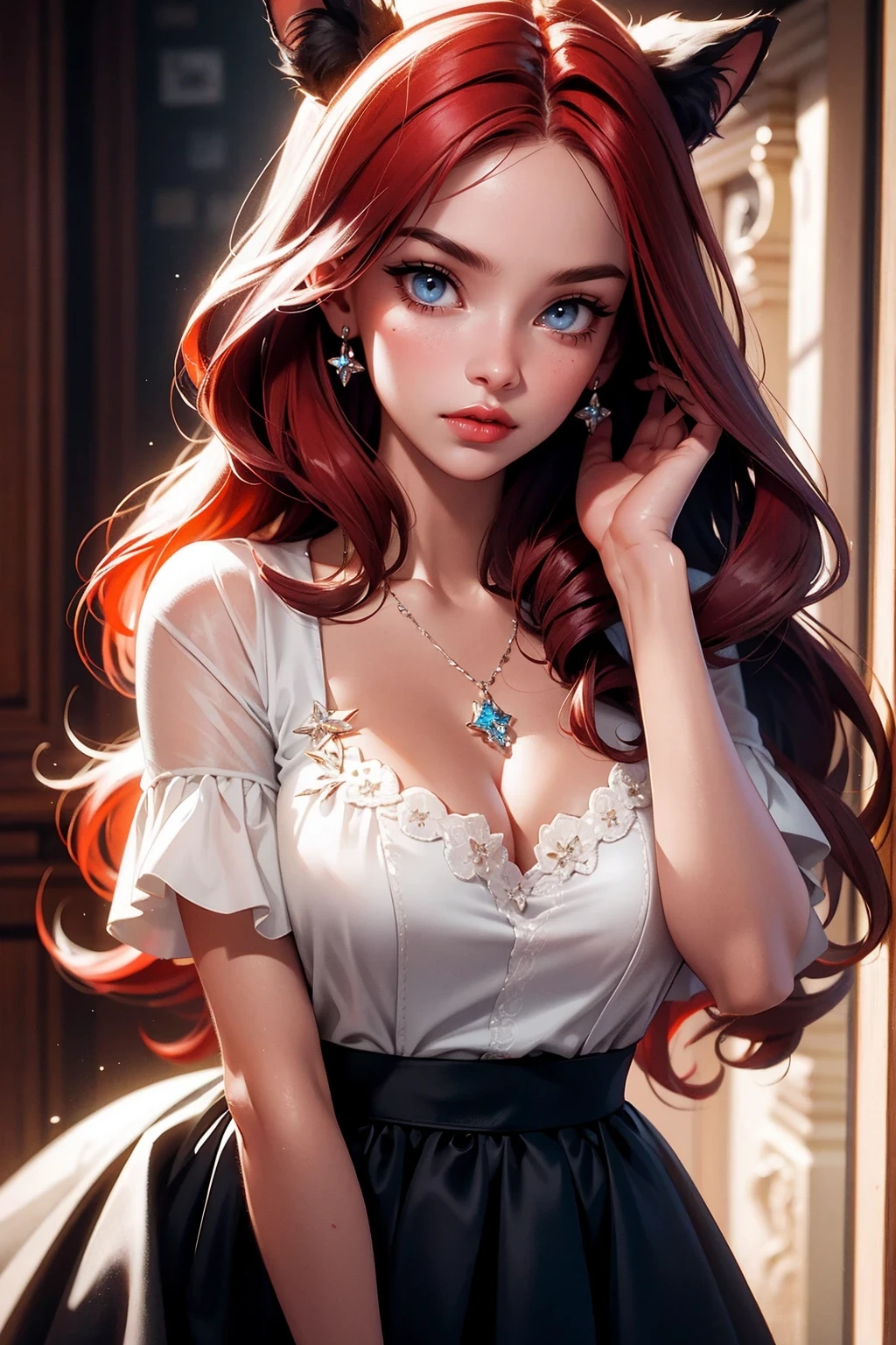1 woman, A great, awe-inspiring, 30 years old woman with a winter castle in the background, orror, The goddess of Moran this, red hair, green eyes, full height, winter, cold, detailed whimsical winter and castle, detailed fairy tale illustration, horror storybook illustration, illustration of an old-school fairy tale, beautiful detailed eyes, beautiful detailed lips, (best quality,8k,highres,masterpiece:1.2),ultra-detailed,(realistic,photorealistic,photo-realistic:1.37),digital painting, traditional illustration styl