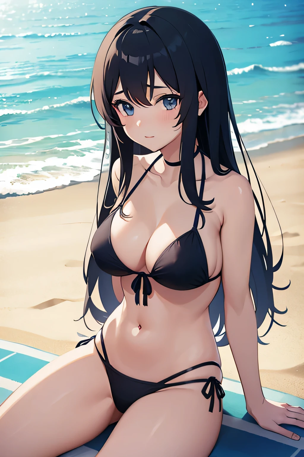 sexy girl wearing bikini on the beach,Anime moe art,SFW.sexy.