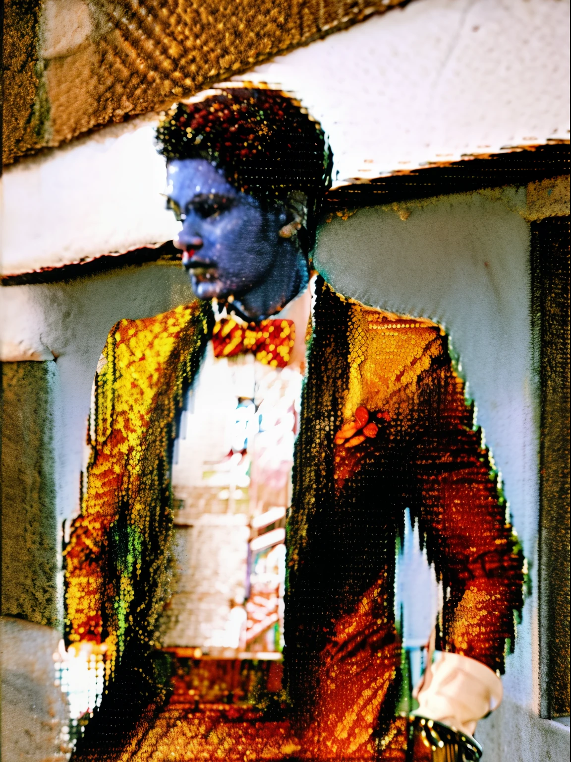 sin mangas、Falta de mangas、sin mangas、sin mangas、Fondo blanco, Pantalones de cuero negro azul en escala de grises, cremallera plateada,Belt below waist,superfine illustration,un rubio , mostrar frente, cremallera central plateada, body de cuero azul negro, 3 mangas azul-negro, brillante, cola de caballo rubia,(arte lineal:1.2), bow tie, Un negro(hermosa cara detallada), alto contraste, (Better lighting, extremadamente delicado y hermoso), ((cinematic light)), vistoso, hiper detalle, dramatic light, sin camiseta, mostrando sus pechos,