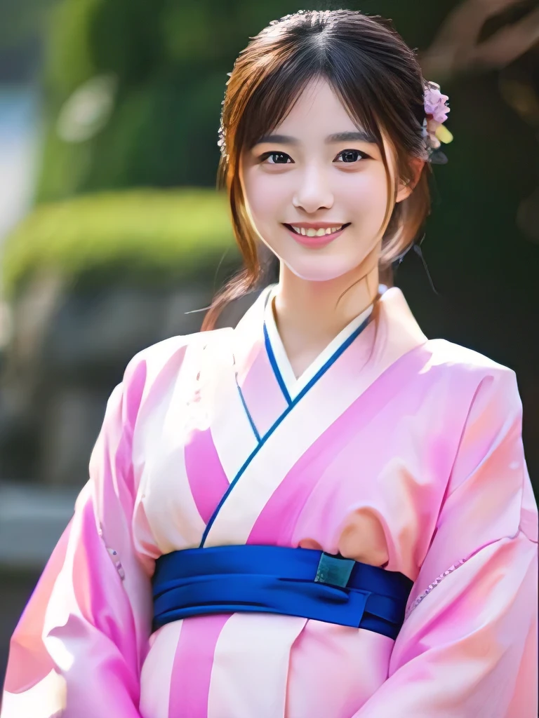 Japanese、20-year-old、very slender、high resolution、((Kimono appearance))、smiling