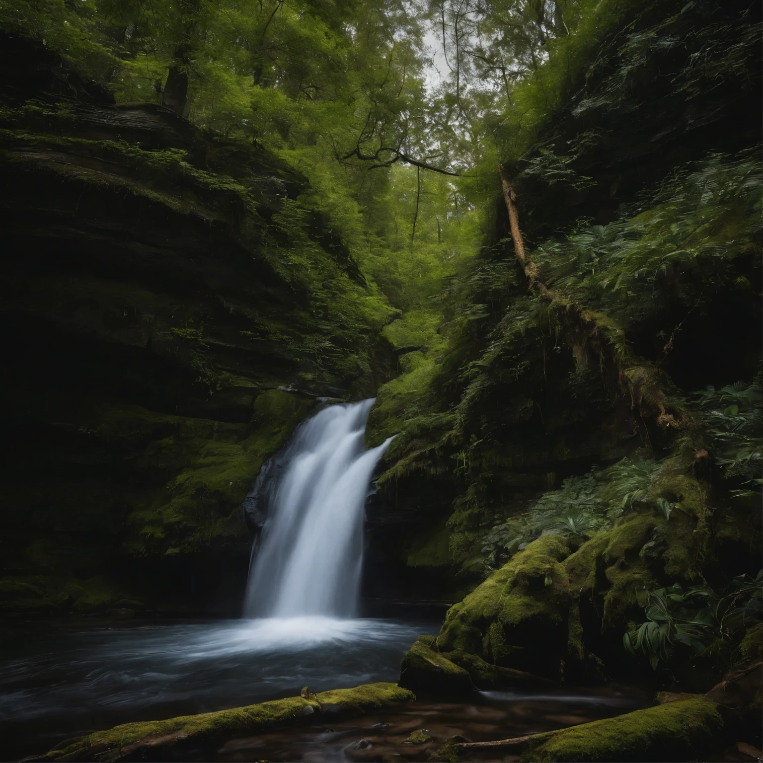 4k quallity of waterfall in a forest