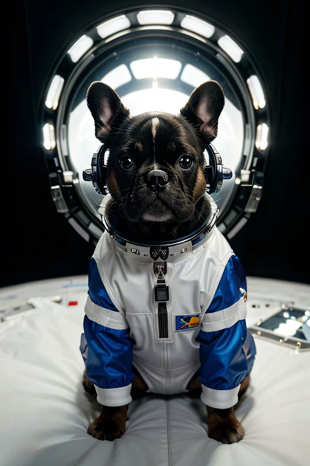 French bulldog dog in space suit isolated on white background, Astronaut French Bulldog Dog, cyborg puppy, space dog, space dogs, cachorro ciborgue, cachorro ciborgue, cyberpunk dogs, Armored dogs, Um cachorro invoca uma nave espacial, arte conceitual ultrarrealista, robot dog,hyper-realistic rendering, hyper-realistic rendering,