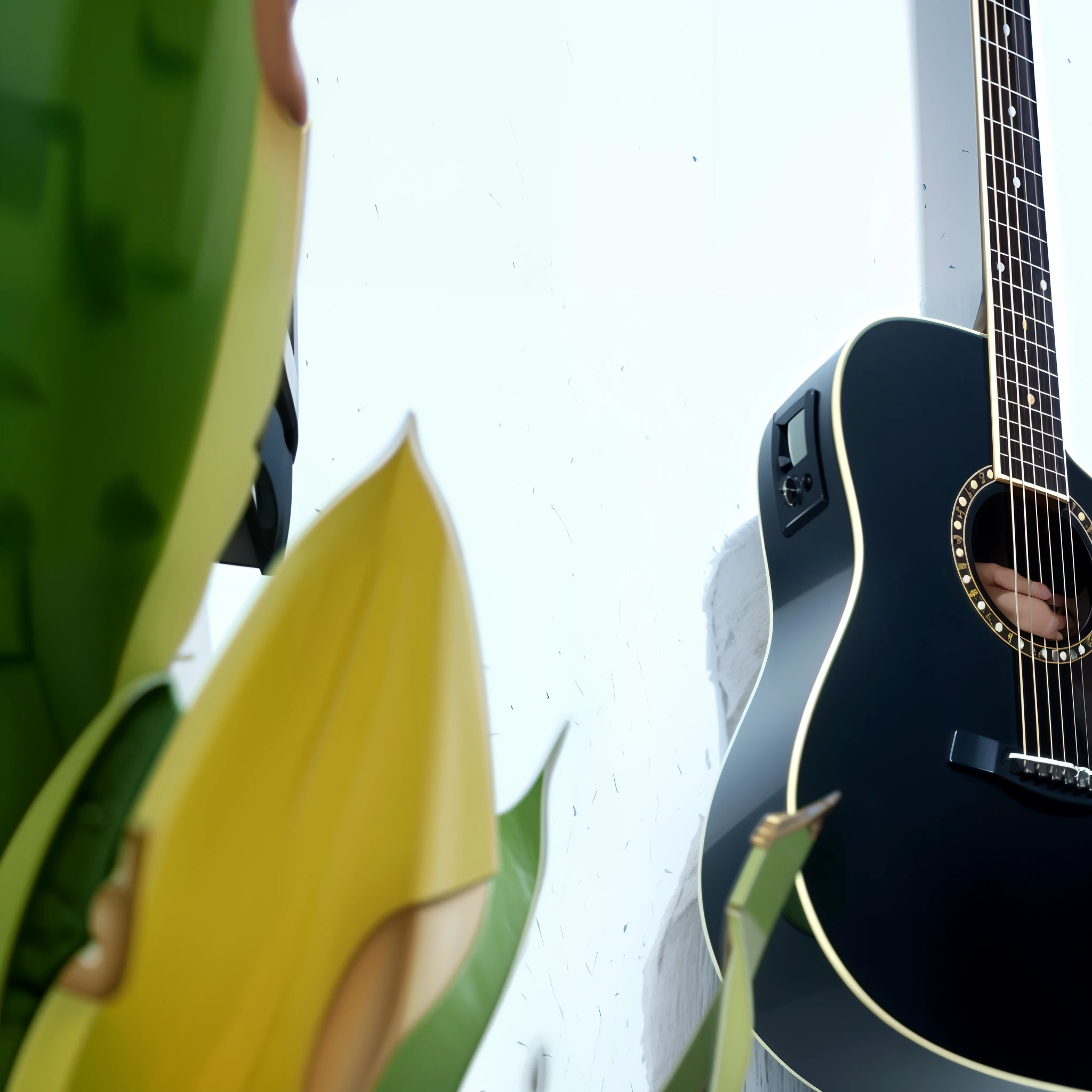 there is a woman sitting on a box Playing guitar, playing music, tocar guitarra, capturado em canon eos r 6, foto, Playing guitar, music being played, studio photo, tirada com canon 8 0 d, Playing guitar, Playing guitars, bottom angle, swing out, solo de guitarra, tirada com uma canon eos 5d, expandir cenario da foto, living room scene.