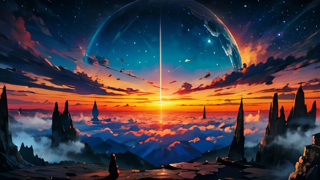 (Una vista impresionante:1.1),cielo lleno de nubes,Divine and Ethereal Lights,acantilado,colores preciosos,Fascinating atmosphere,Paisajes asombrosos,nubes majestuosas,spectacular vista,Dramatic Cliff,Belleza inimaginable,resplandor celestial,dream panorama,sereno y encantador,Paisaje inolvidable,impresionante,Sublime Vision,Impresionante maravilla natural,ambiente de otro mundo,vista majestuosa,Quiet and paradisiacal,Paisajes fascinantes,magnificent vista,Colores deslumbrantes,Amazing show,serenidad y tranquilidad,Magnificent sunset,cielos luminosos,calm and peaceful environment,Ethereal and Enchanting,Grandeza y belleza,Sublime y celestial,irreal e impresionante,inolvidable y sublime,divino e hipnotizante,impresionante and magical,Encantado y surrealista