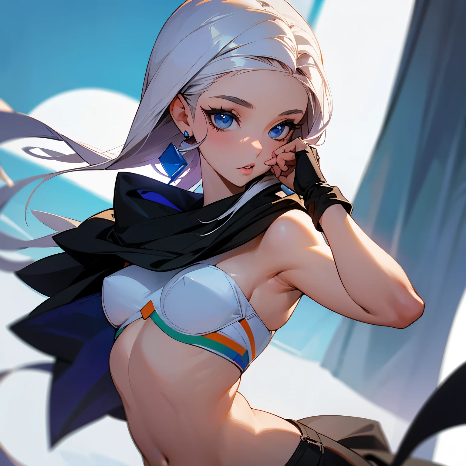 Make a white girl, com um lindo corpo, 17 anos, cabelos e olhos castanhos 