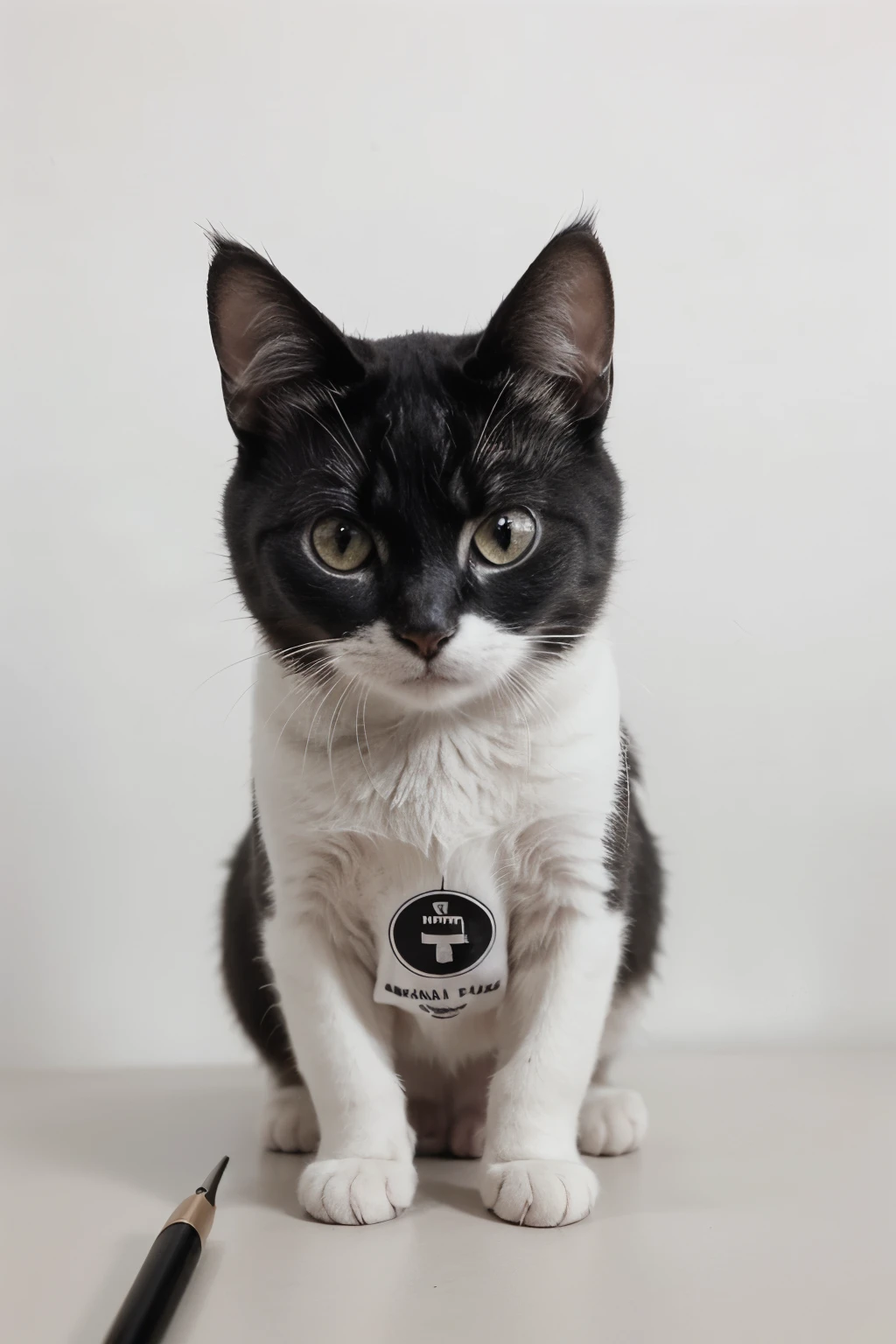 dibujo en blanco y negro, minimalista y que sea tipo logo de un gato de la marca kuatro
