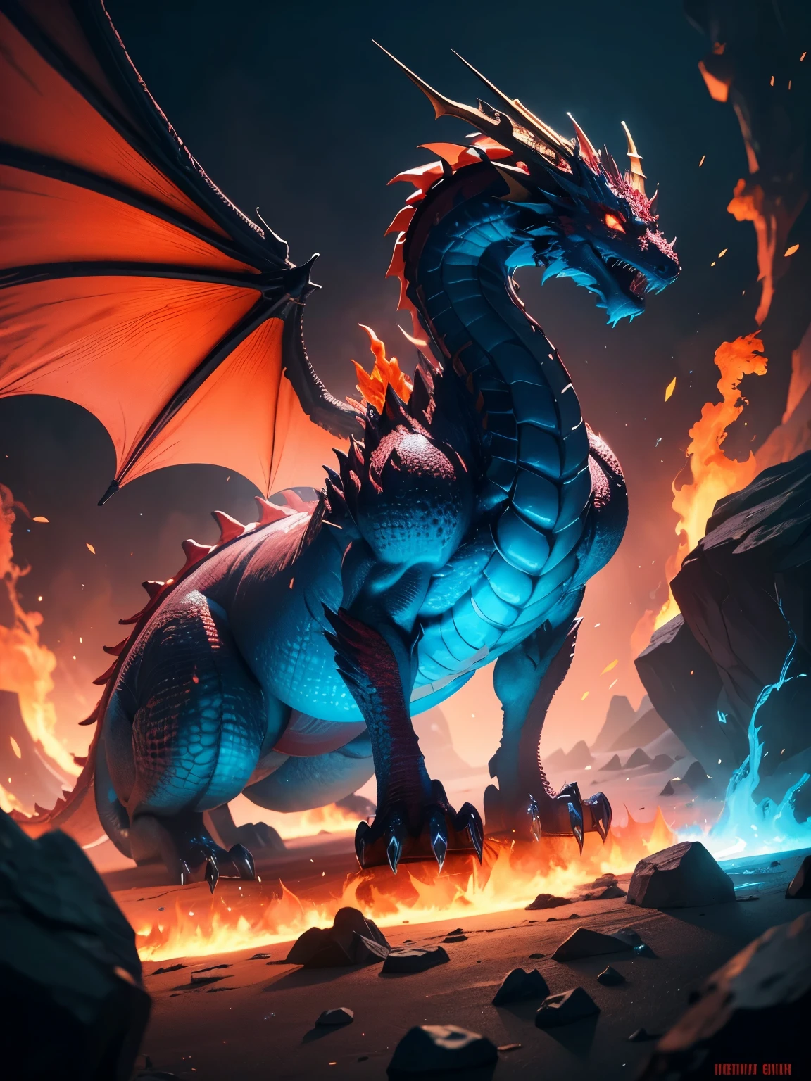 fire dragon, elemental, ultra detailed, high quality, 8k resolution