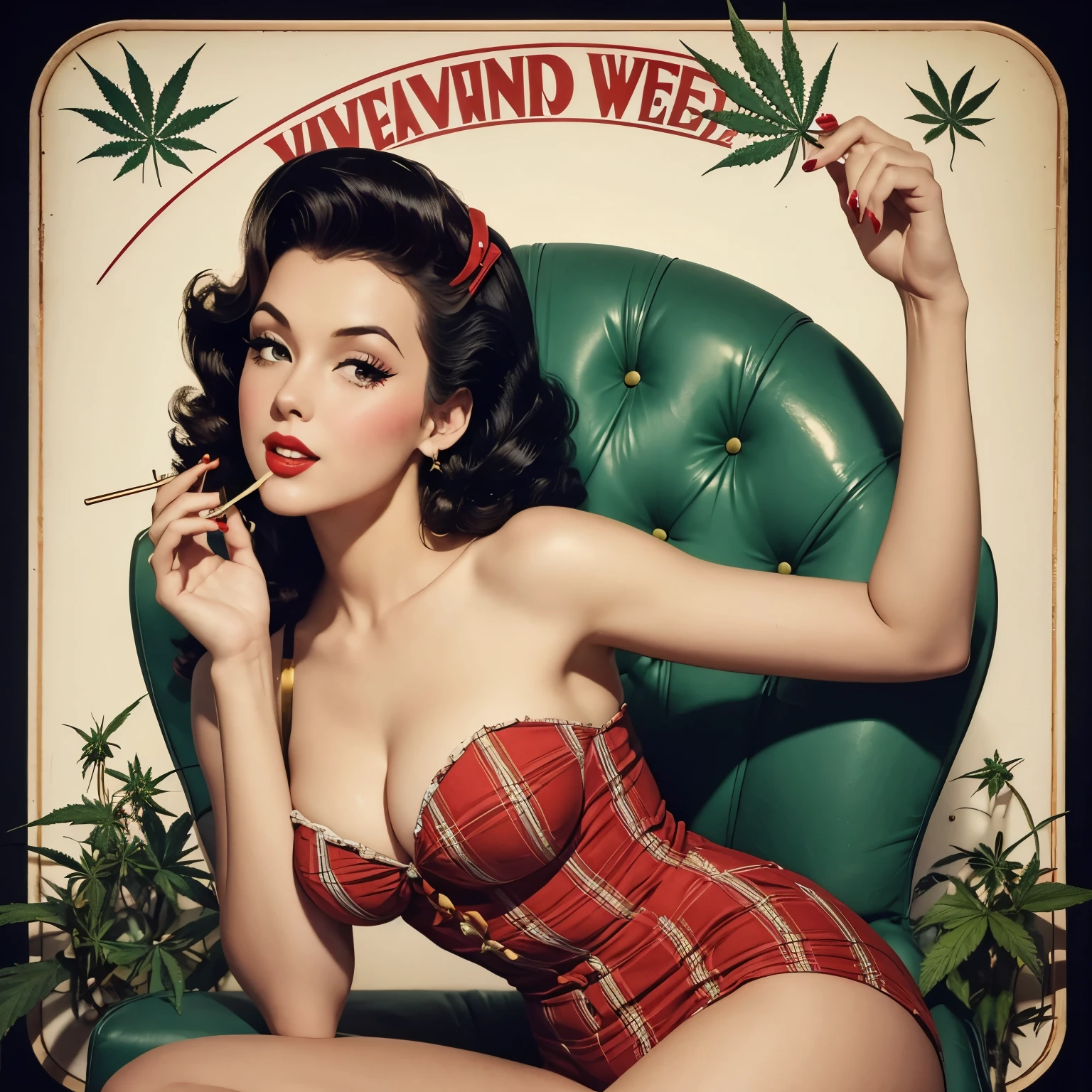 Vintage pin up with weed