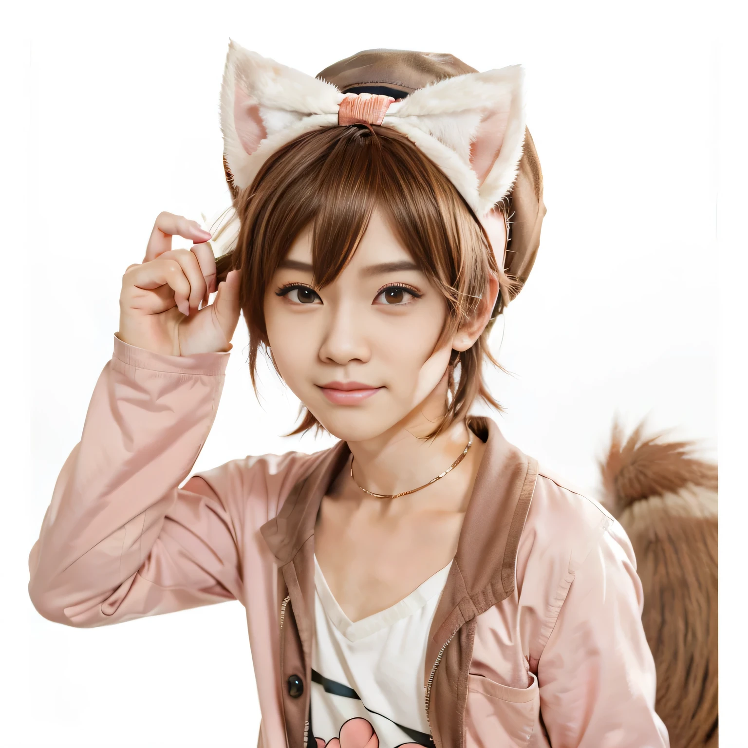 anime boy with a hat and a bow on her head, [[[[grinning evily]]]], anime moe artstyle, cute anime Squirrel boy makoto, as an anime character, anime boy,( ( ( yoshinari yoh ) ) ), anime boy with squirrel ears, high quality anime artstyle, in an anime style