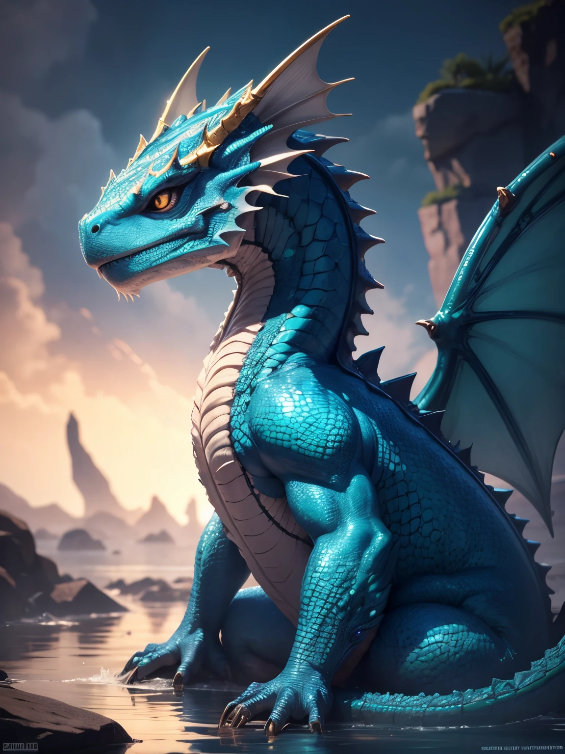 water dragon, elemental, ultra detailed, high quality, 8k resolution