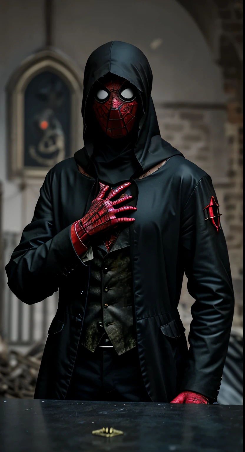 Spider-Man from bubonic plague ridden Britain, plague doctor inspired
