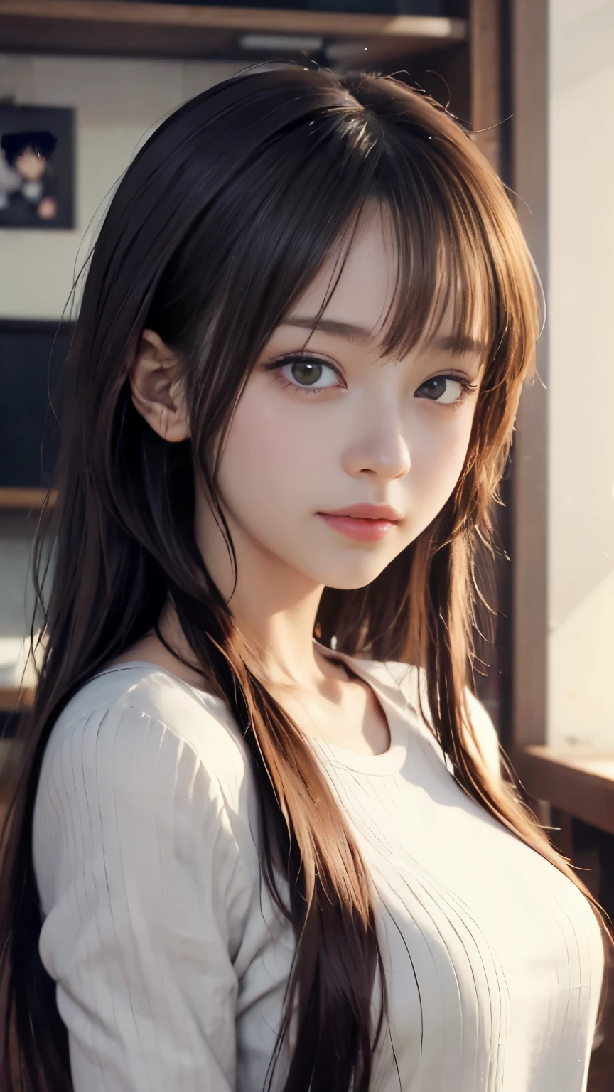 There&#39;s a woman with coffee, real anime girl, realistic young anime girl, portrait of cute anime girl, cute natural anime face, cute realistic portrait, Realistic anime 3d style, cute cute girl, attractive anime girl, realistic anime, mysterious coffee shop girl, young anime girl, cute anime girl, long hair anime girl