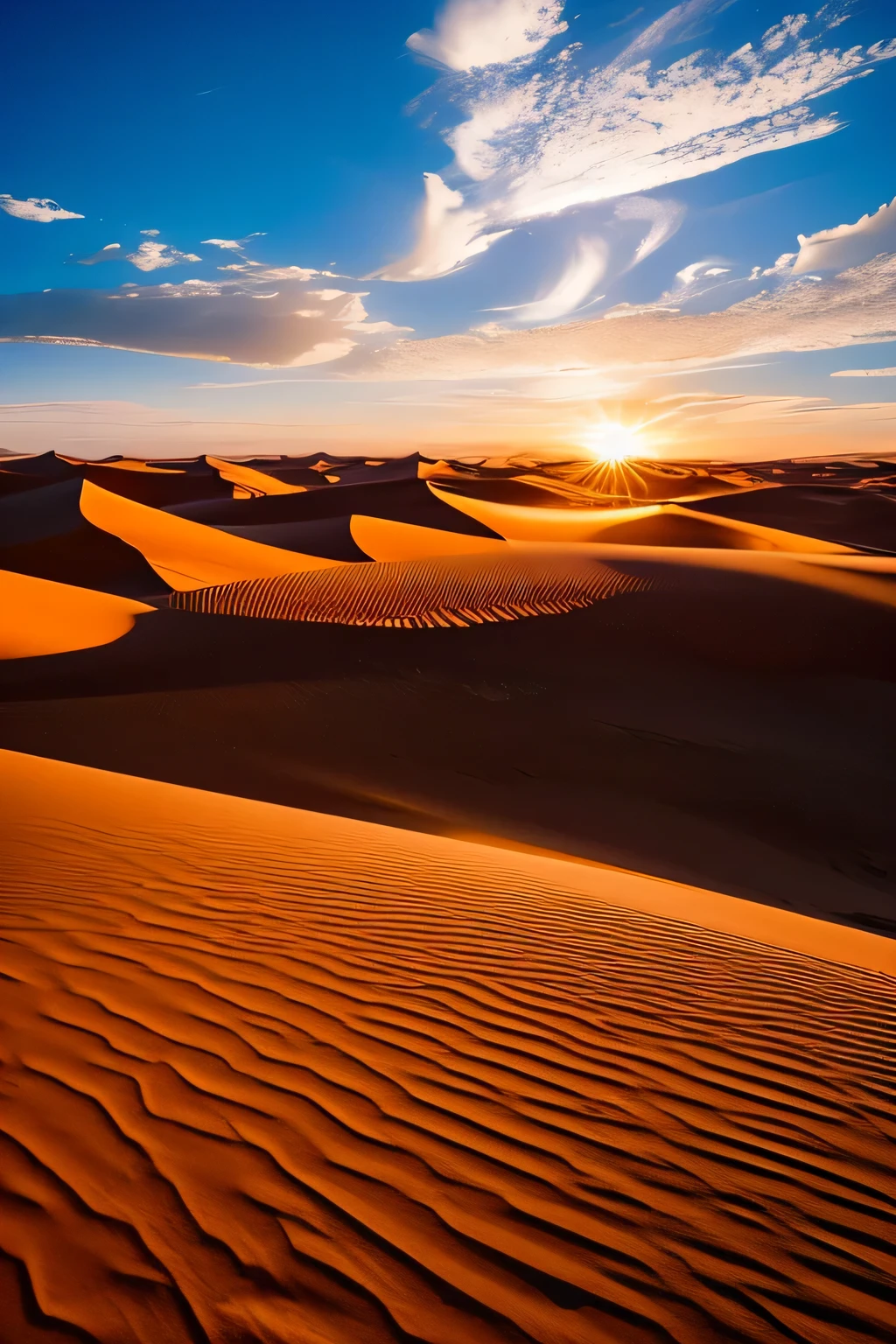 epic image dunes in the sahara desert at sunset