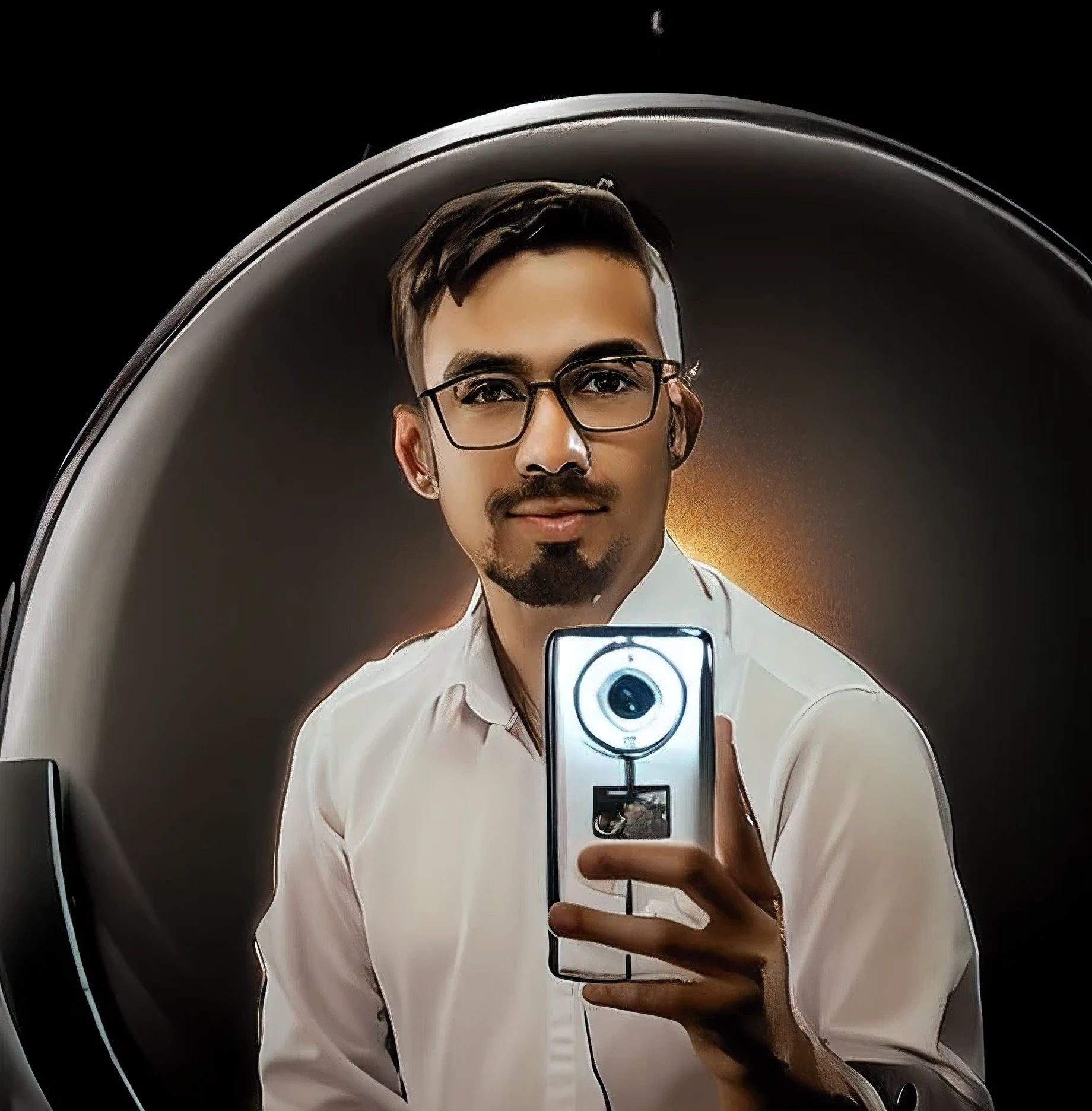 Boy with mobile futuristic background realistic face 8k ultra high details high quality hd