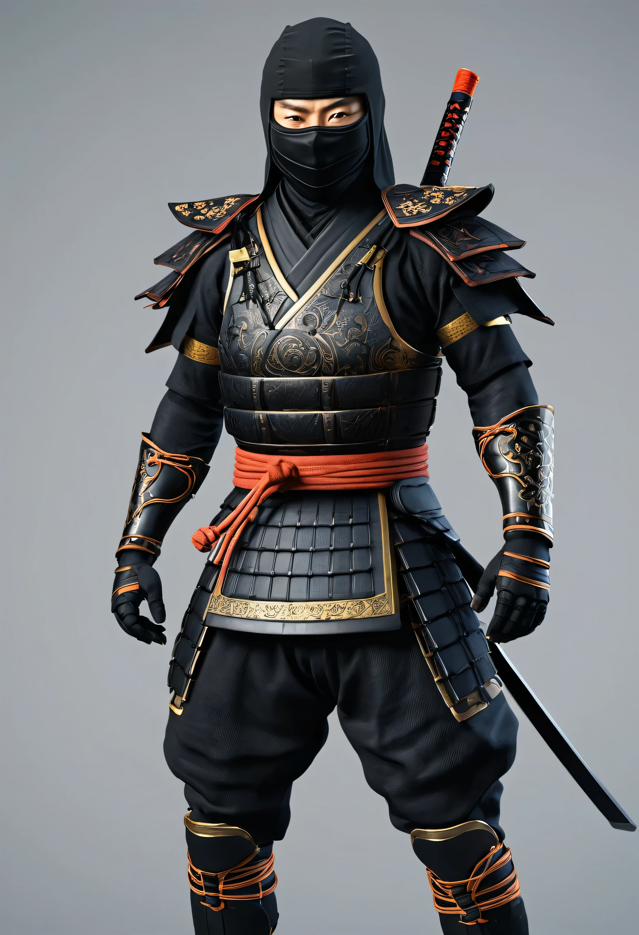 highres, ultra detailed, male, ninja, japanese armor,,