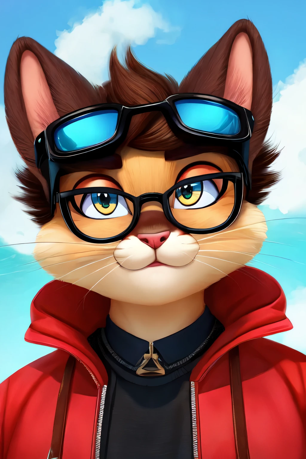 gato cinza com oculos