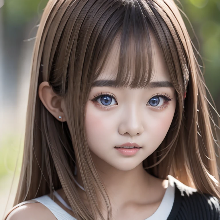 A close up of a young girl with long hair and blue eyes - SeaArt AI