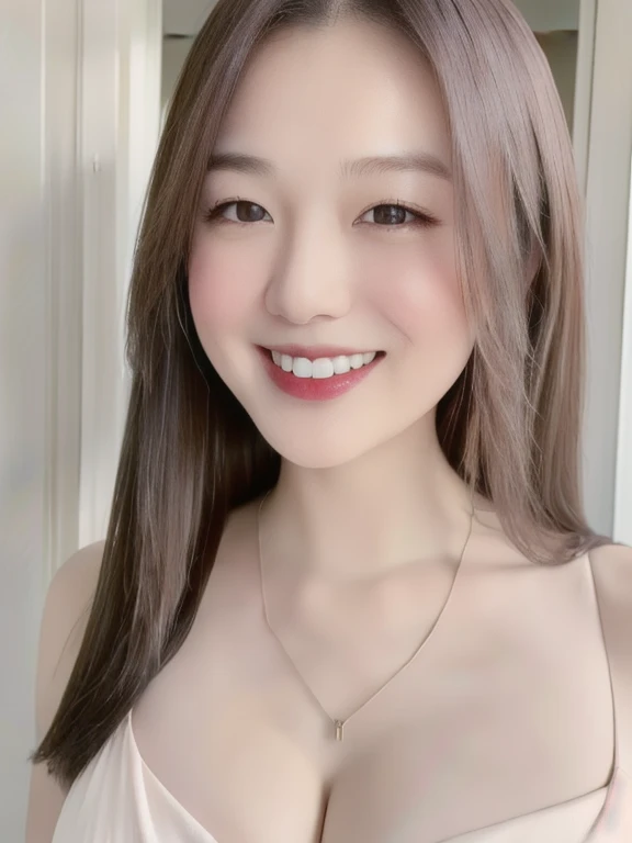 (realistic、masterpiece、Best Quality、8K、highres、high resolution:1.3)、1 girl、Huge breasts、smile, white bikini、smile, pale white skin、looking at viewers、super fine face and eyes、long hair、indoor、 upper body、