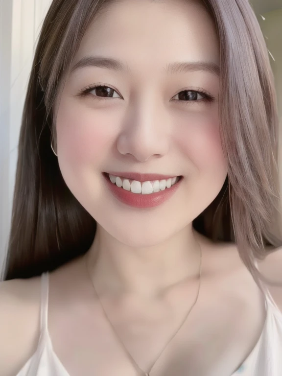 (realistic、masterpiece、Best Quality、8K、highres、high resolution:1.3)、1 girl、Huge breasts、smile, white bikini、smile, pale white skin、looking at viewers、super fine face and eyes、long hair、indoor、 upper body、