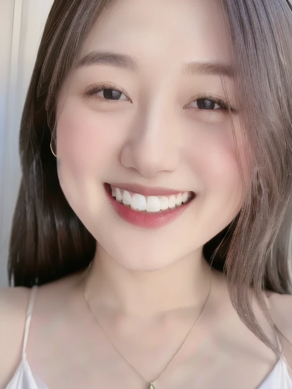 (realistic、masterpiece、Best Quality、8K、highres、high resolution:1.3)、1 girl、Huge breasts、smile, white bikini、pale white skin、looking at viewers、super fine face and eyes、long hair、indoor、 upper body、