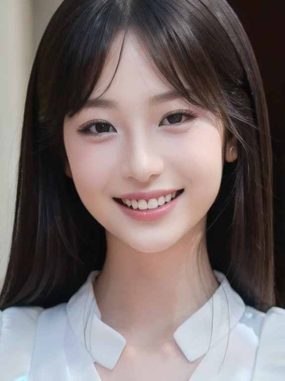 (realistic、masterpiece、Best Quality、8K、highres、high resolution:1.3)、1 girl、smile, Huge breasts、white bikini、pale white skin、looking at viewers、super fine face and eyes、long hair、indoor、 upper body、