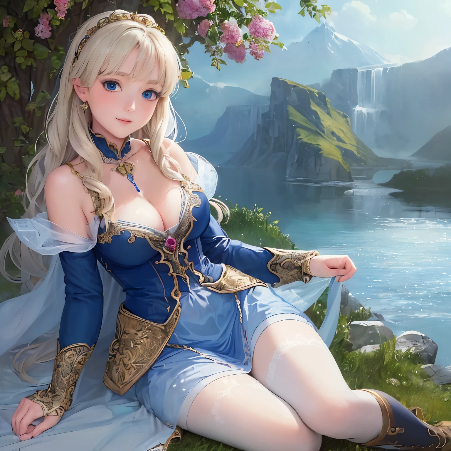 (((masterpiece, highest quality, Super detailed))), 1 girl, Anna of Arendelle, , medium breasts, realistic anime, hentai sexy, full body, cleavage