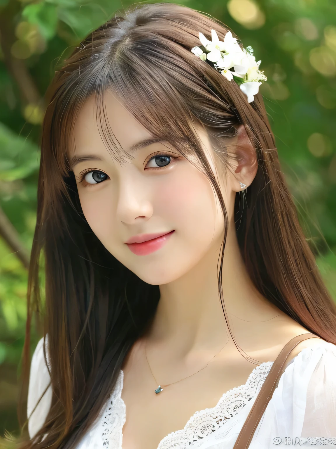 (((32k,high details,high detail、masterpiece,attention to detail,alone))),Raw photo & realistic atmosphere,beautiful dark blue eyes,detailed mouth,glossy lips,thin eyebrows,fine eyes、Soft white skin that shines in every detail、her deep black eyes are so beautiful,lip details、very beautiful face,very well-shaped face、lifelike face,shining beautiful lips,beautiful eyebrows,infinite reality, Realistic young gravure idol,she'she'she'she'she'she's a very cute woman , young gravure idol, young gravure idol, Very beautiful and cute 21 year old beautiful girl,incredibly beautiful and classy,21 year old beautiful girl,natural soft light,(shiny hair,,Beautiful and kind eyes:1.5),gentle smile,well-shaped chest,medium long hair,tie hair,beautiful posture,no makeup,think ahead,