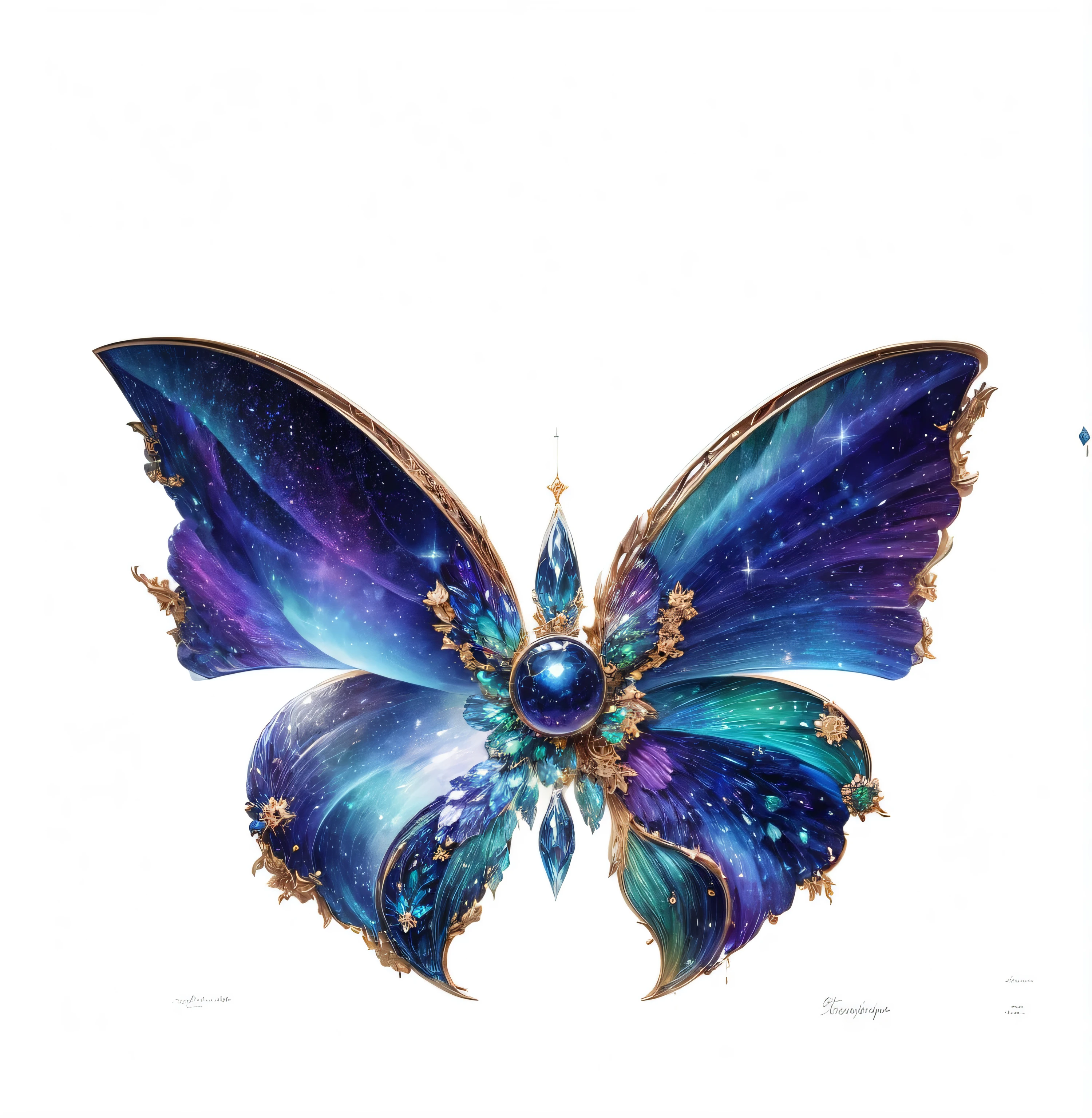 Starry sky elements，Northern lights elements，There are stars on the wings，Wings surrounded by Northern Lights