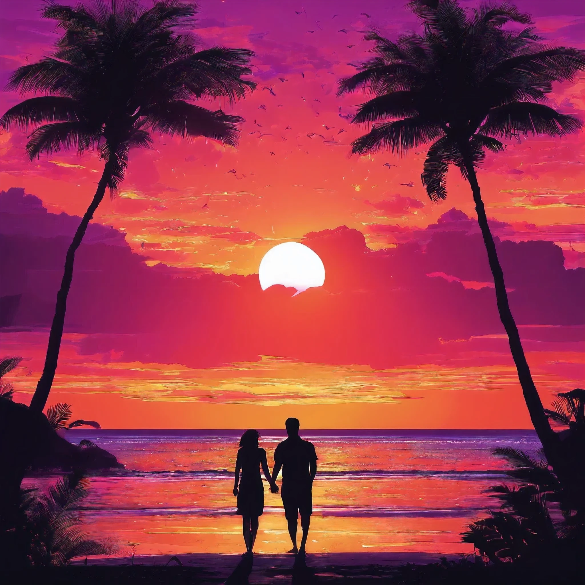  highly realistic trending on Artstation 64k UHD high definition detailed, (realistic, photorealistic, photo-realistic:1.37) award winning photography composition following the rule of third,beautiful vibrant sunset,serene and colorful sunset,panoramic view of a breathtaking sunset,golden and purple hues,twinkling sunlight reflecting on the water,calm and peaceful atmosphere,rippling waves on the shore,gentle breeze rustling through the palm trees,silhouette of a couple watching the sunset,blazing orange and pink clouds,picturesque horizon blending with the sea." deep color, fantastical, intricate detail, splash screen, complementary colors, fantasy concept art, 8k resolution trending on Artstation"Super Detail realistic space art environement, realistic, Super Detail, Physically Based Rendering, copulation OK, (Sharp focus1.2), 64k, Masterpiece, UHD, 64K, professional photo , absurdres, highres, (official art, beautiful and aesthetic:1.2), with a perfectly balanced cinematic lighting, expanse, best quality, highres, 64k, UHD, retina, super detail, award winning, octane render, HDR, (perfectly proportions)(photos realistic)(Best Quality) (Detailed) photographed with Angenieux, 45-135mm EZ-1 Zoom T3.0, Full-Frame lens, in full-frame/VistaVision. lens, (64K) ultra realistic landscape composition (Wallpaper) (Vivid Cinematic lighting) the lighting have to be professionally done to create the best possible image as an award wining photography.