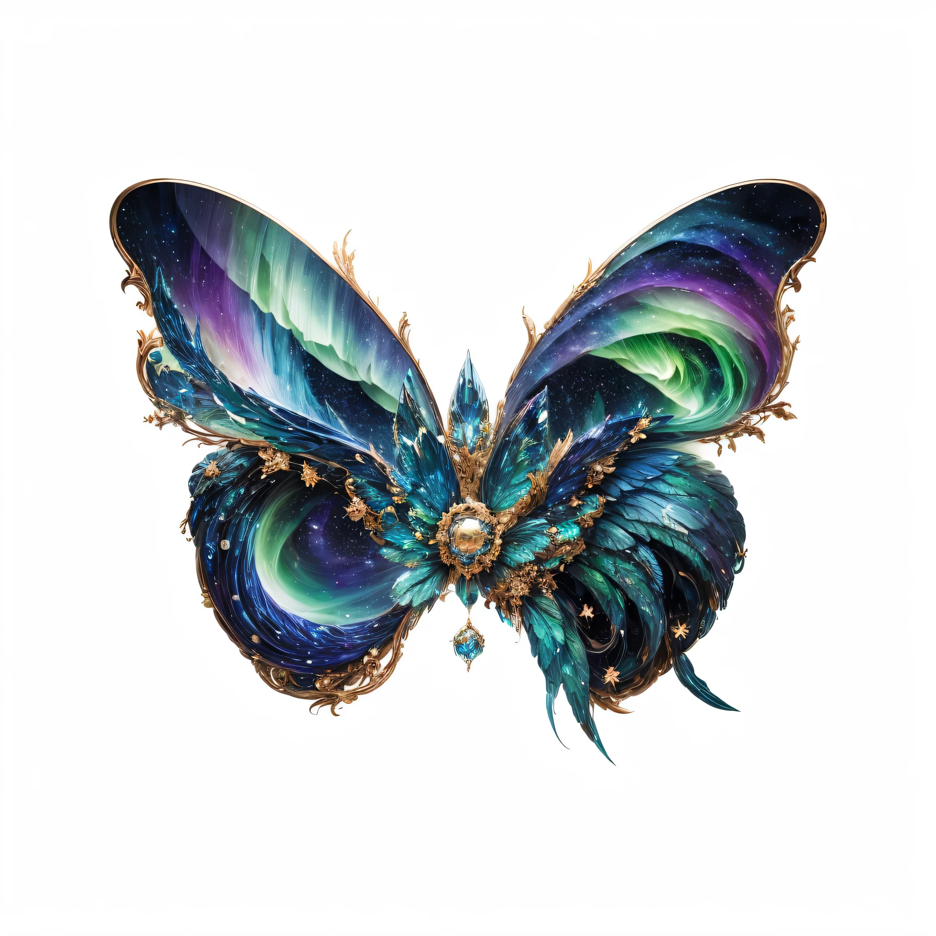 Starry sky elements,Northern lights elements,There are stars on the wings,Wings surrounded by Northern Lights