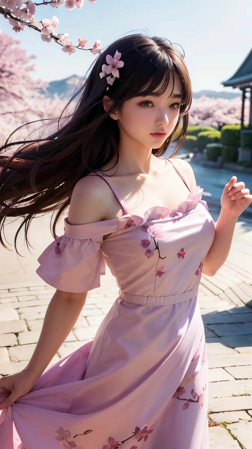 one girl,Close eyes):2.0, (Open mouth):1.5 Real numbers、8yk、Raw photo、(masuter piece)、(top-quality)、Hi-Res、（（Looking Up)）(girl with)、(realisitic、Photorealsitic1.5), Upper body、Ponytail,Sleeveless、skinny、14years、small tits、Eyes closed、Deep sadness、Sorrow、look up sky、Open mouth、screeming、Background blur