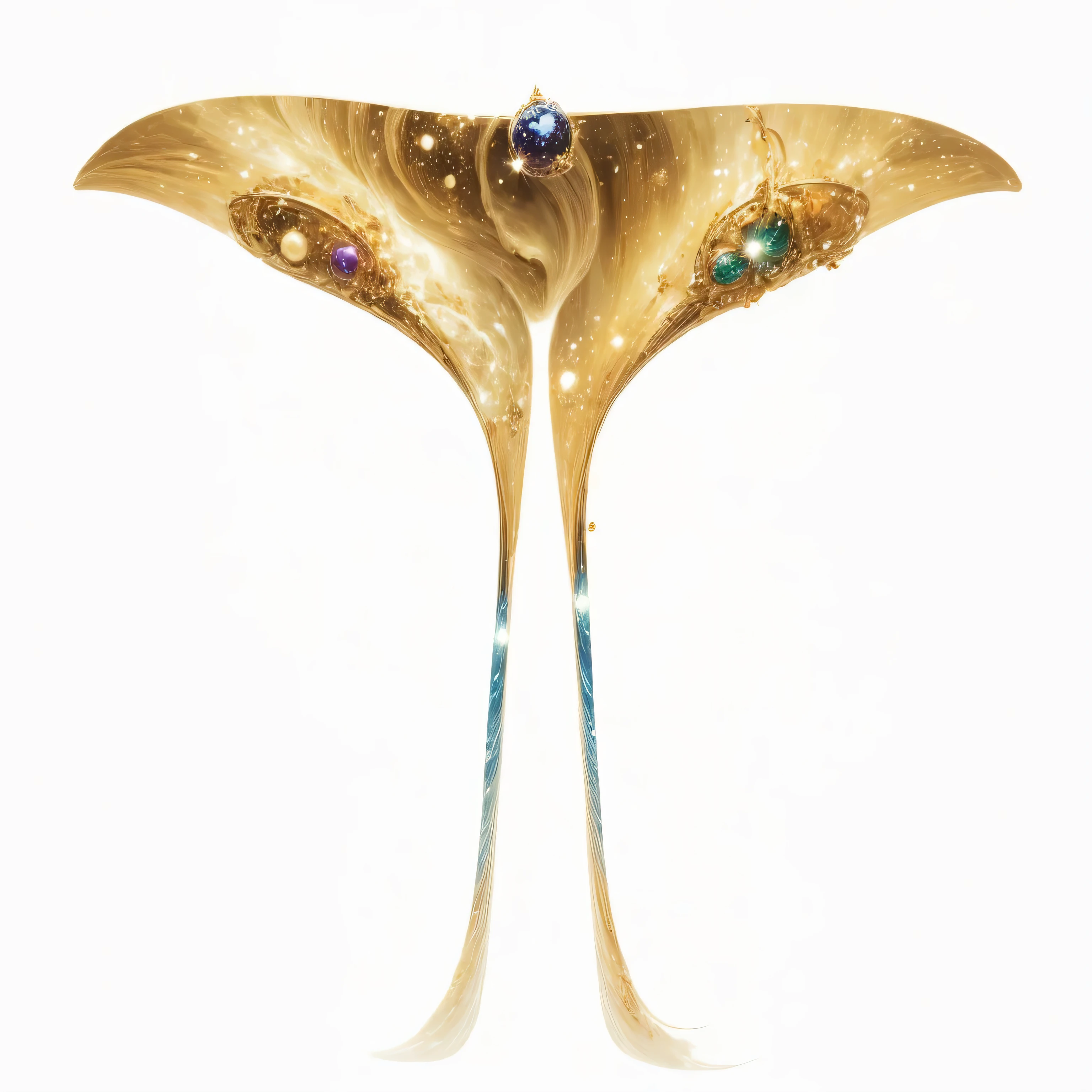 A close up of a brooch with a beautiful mermaid woman holding a blue stone, concept art by Eva Gonzalès, tumblr, art nouveau, opal statues adorned in jewels, van cleef & arpels style, chaumet style, boucheron, sapphire, pave yellow and white diamond, embedded with gemstones