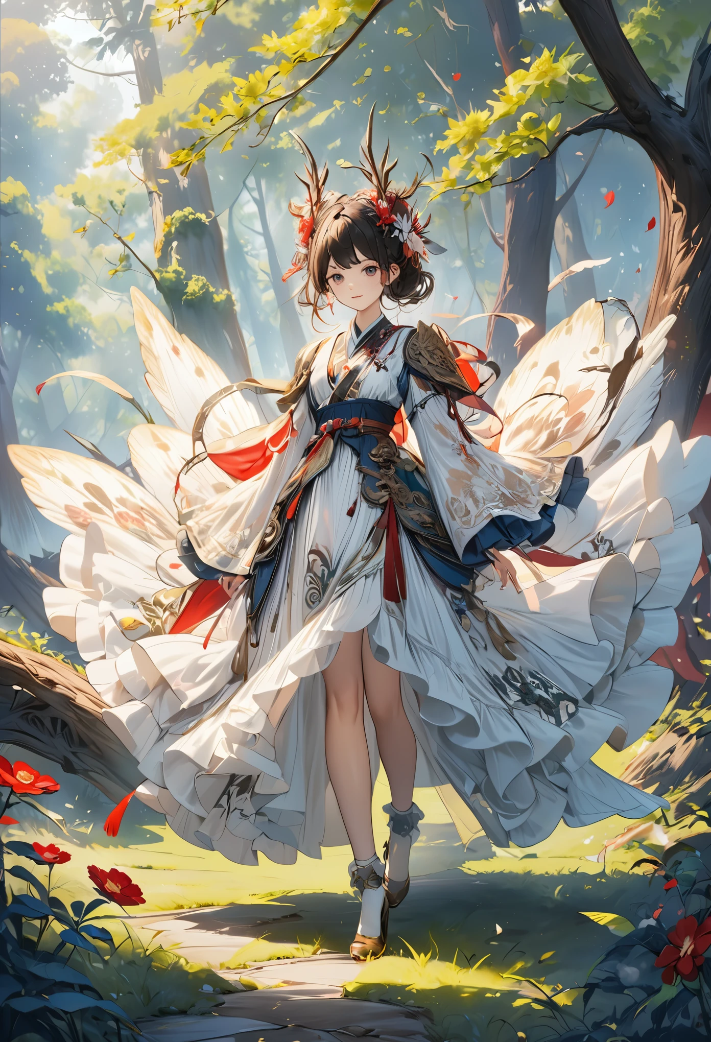 (masterpiece, best quality:1.2), (absurdres, highres, ultra-detailed), (perfect anatomy), I met a mysterious creature in a mysterious forest.、full body shot、best quality, you are a design professional、Two or more illustrations must be generated.。Believe in your own growth and go beyond your limits to quickly draw cool masterpiece illustrations.、rating: general, newest ,(8k, RAW photo:1.2), detailed face and eyes,intricate detail ,masterpiece ,sharp focus, high quality,BREAK